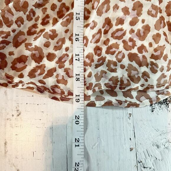 Lulus Easy to Spot Ivory Leopard Print Long Sleeve Top Size Small Casual Sheer - Picture 10 of 13